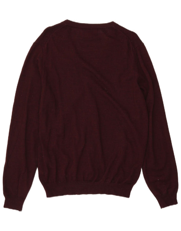 MARKS & SPENCER Pulover cardigan pentru femei UK 16 mare burgundy lână cu pete