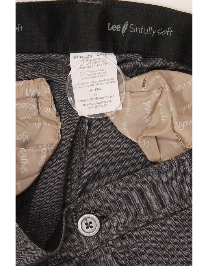 Pantaloni chino pentru femei Lee US 12 Large W34 L30 Grey Herringbone Bumbac