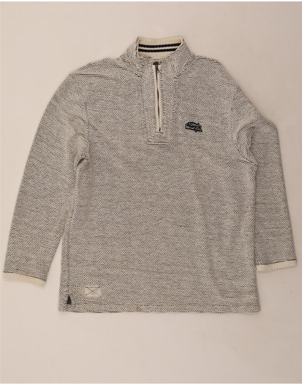 Weird Fish Mens Zip Neck Sweatshirt Jumper Large Grey