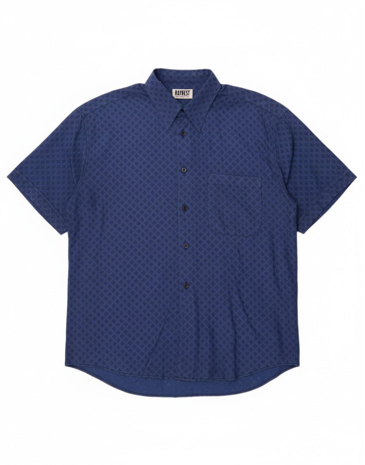 Cămașă Raybest pentru bărbați cu mânecă scurtă XL Bleumarin Geometric Viscoză