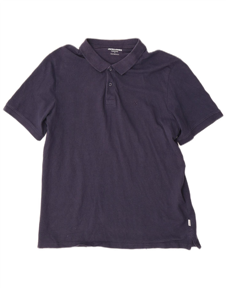 Tricou polo Jack & Jones pentru bărbați, bumbac, albastru bleumarin mediu