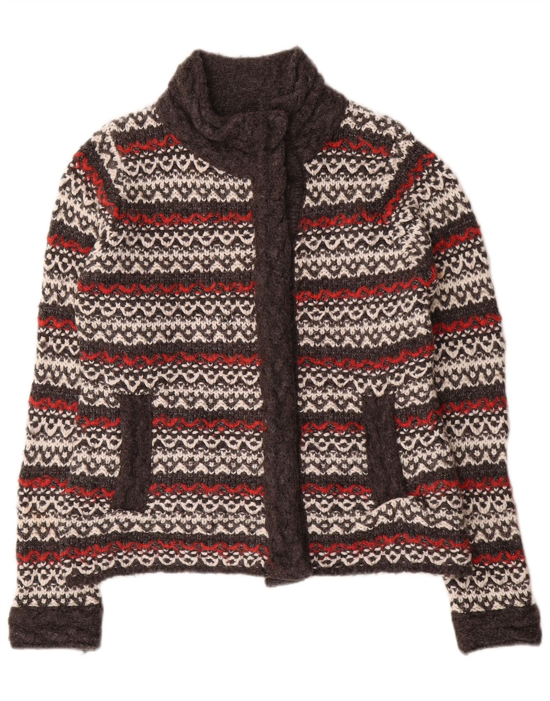 Pulover cardigan pentru femei Per Una UK 14 Gri mediu cu dungi acrilice