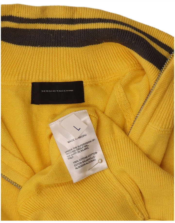 Sergio Tacchini Pulover pentru bărbați cu fermoar și gât, bumbac galben mare
