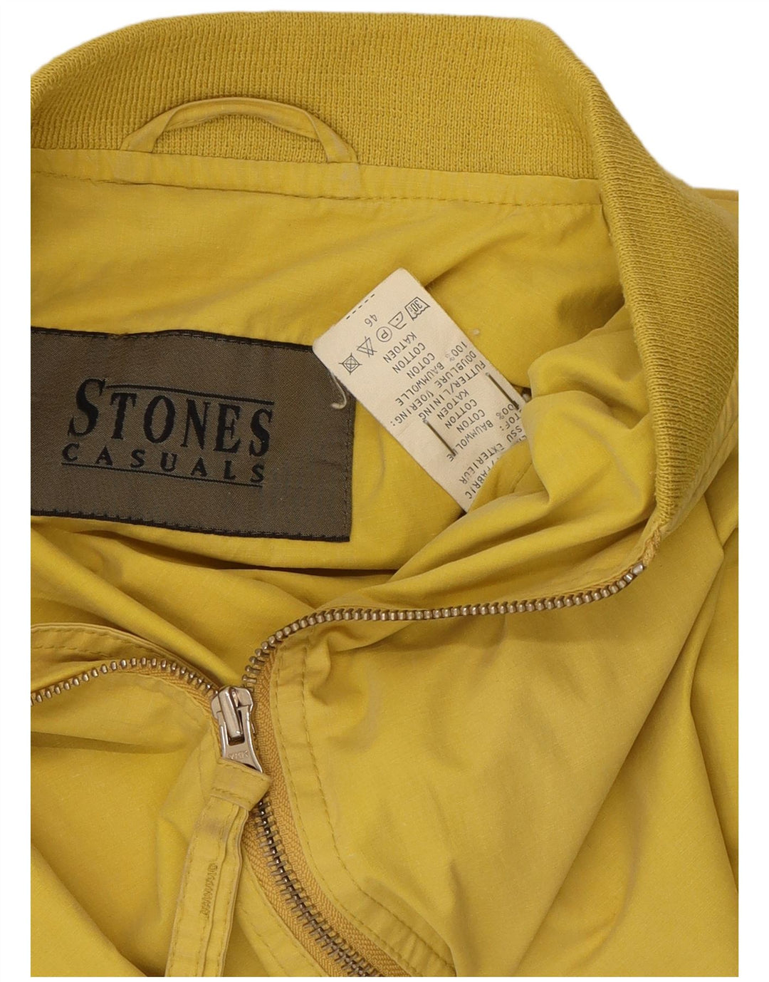 STONES Womens Oversized Bomber Jacket EU 46 XL Yellow Cotton