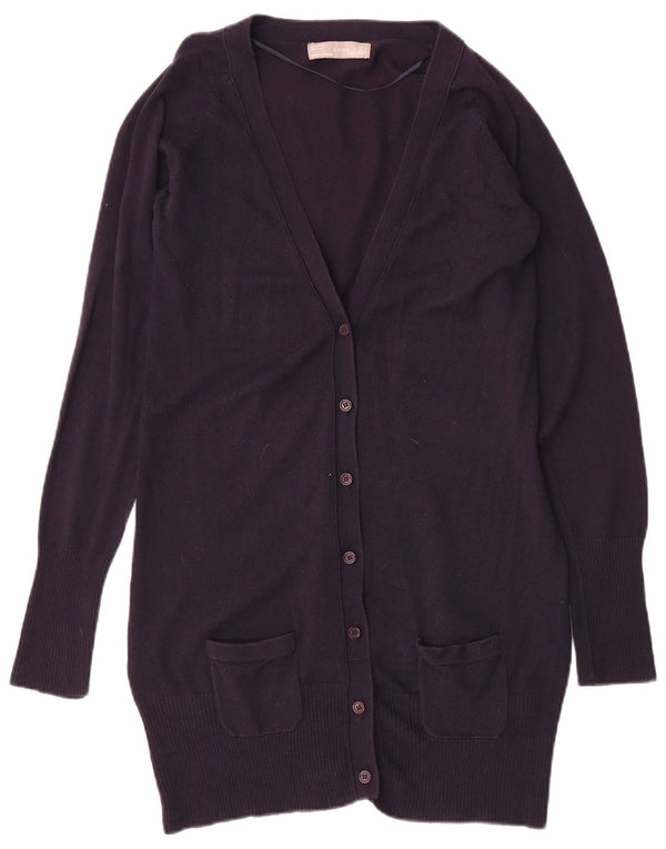 Pulover cardigan pentru femei Zara UK 14 mare, albastru bleumarin, bumbac