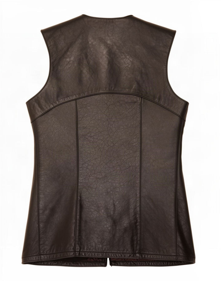Gilet din piele vintage pentru femei UK 12 Medium Black
