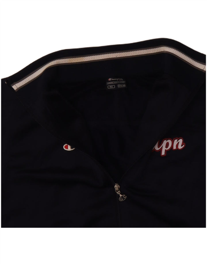 CHAMPION Boys Tracksuit Top Jacket 13-14 Years Navy Blue Polyester