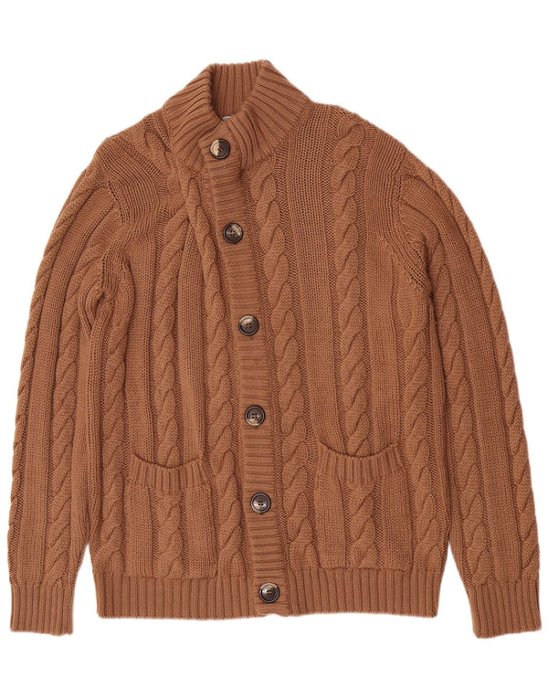 Pulover Cardigan Vintage pentru bărbați, cu croială obișnuită, lână merinos maro mare