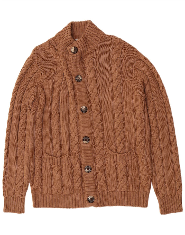 Pulover Cardigan Vintage pentru bărbați, cu croială obișnuită, lână merinos maro mare