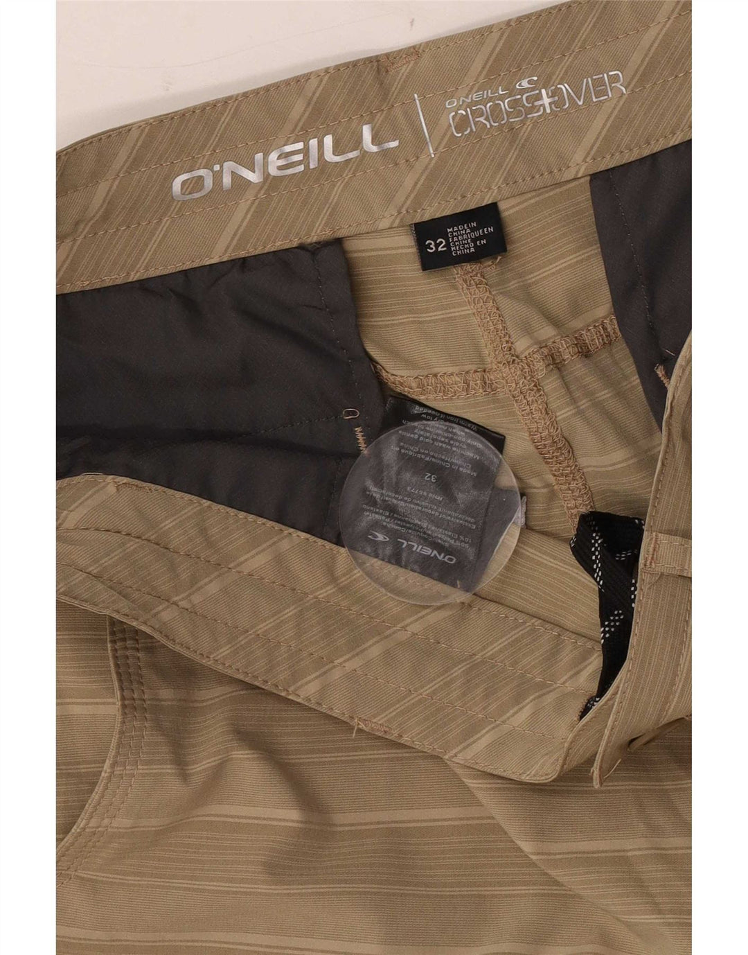 Pantaloni scurți chino pentru bărbați O'Neill W32, poliester cu dungi medii, bej