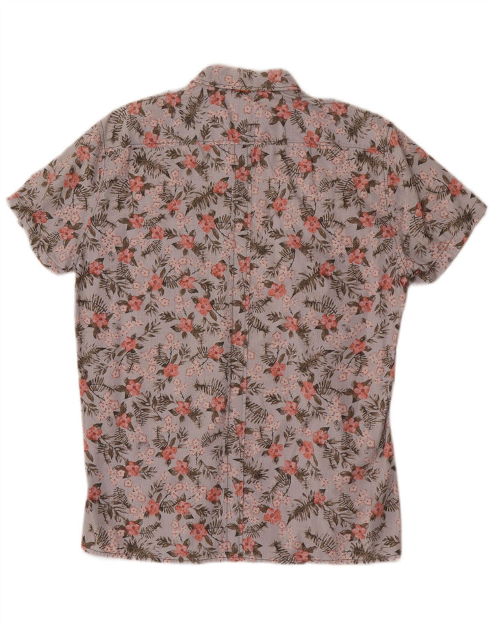Cămașă cu mânecă scurtă pentru bărbați Hugo Boss, bumbac floral, albastru mediu