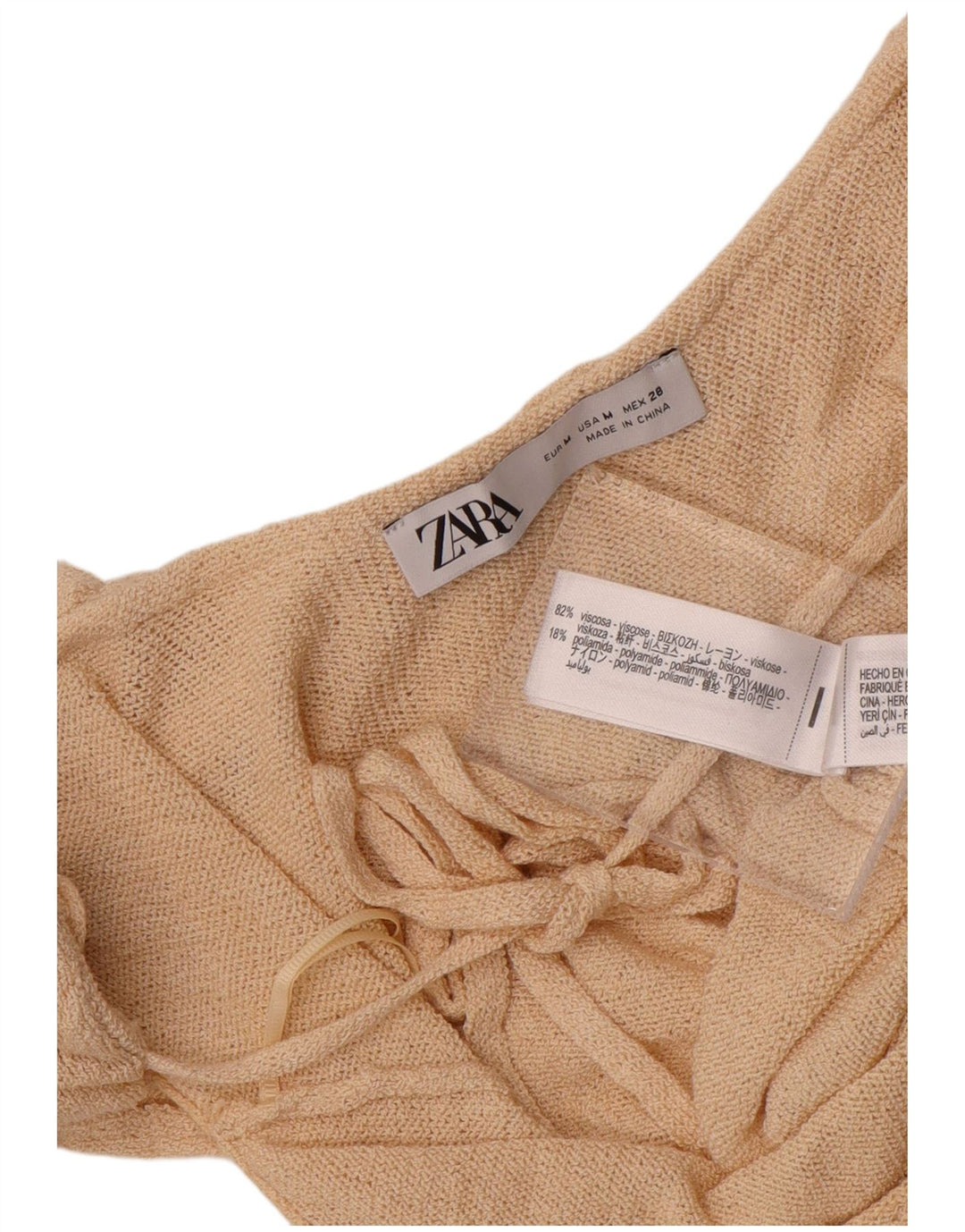 Top cu umăr decupat pentru femei Zara UK 12 Medium Beige Viscose