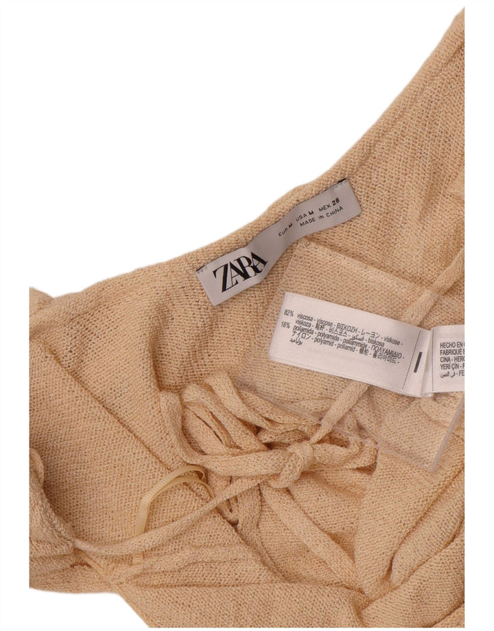 Top cu umăr decupat pentru femei Zara UK 12 Medium Beige Viscose