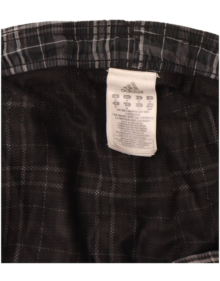 Pantaloni scurți de înot Adidas pentru bărbați, poliester cu carouri, gri mediu