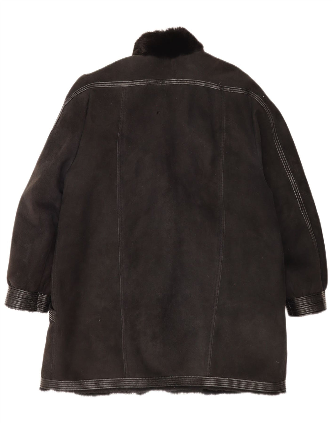 Palton vintage pentru femei din shearling UK 16 mare negru