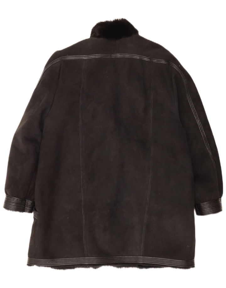 Palton vintage pentru femei din shearling UK 16 mare negru