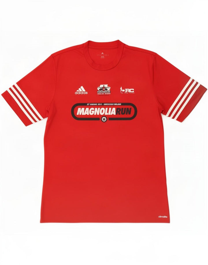 Adidas Mens Climalite Graphic Tricou Top Large Red Poliester
