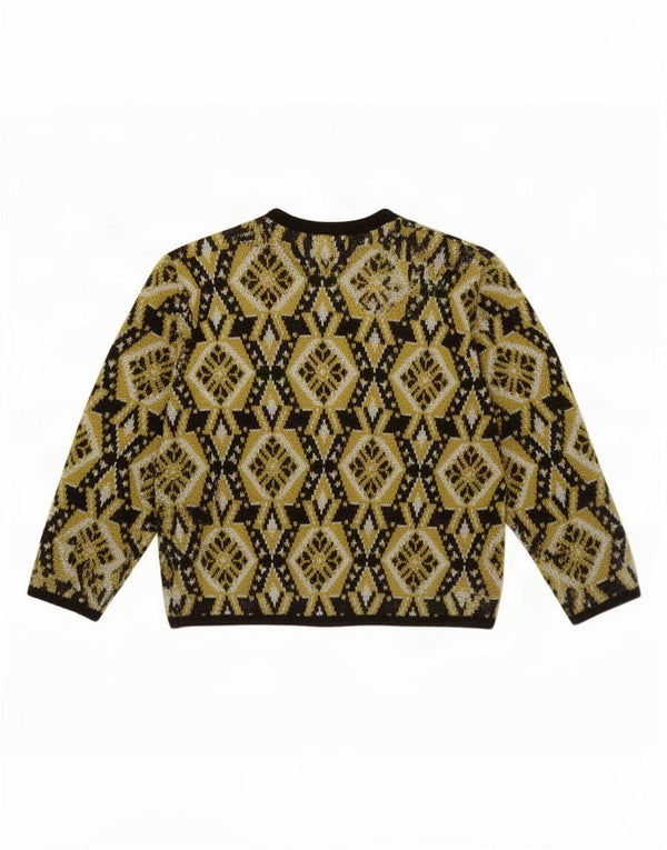 Pulover Cardigan Vintage pentru Damă IT 46 Large Kaki Geometric