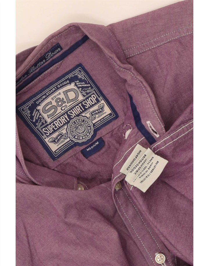 Cămașă Superdry pentru bărbați din bumbac violet mediu