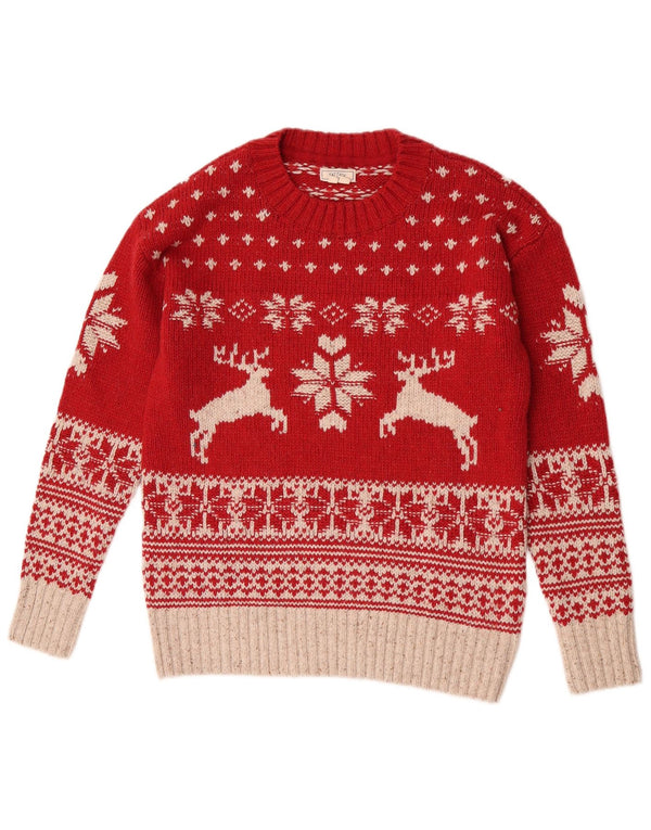 Pulover pentru femei Fat Face cu decolteu triplu UK 10 Small Red Christmas