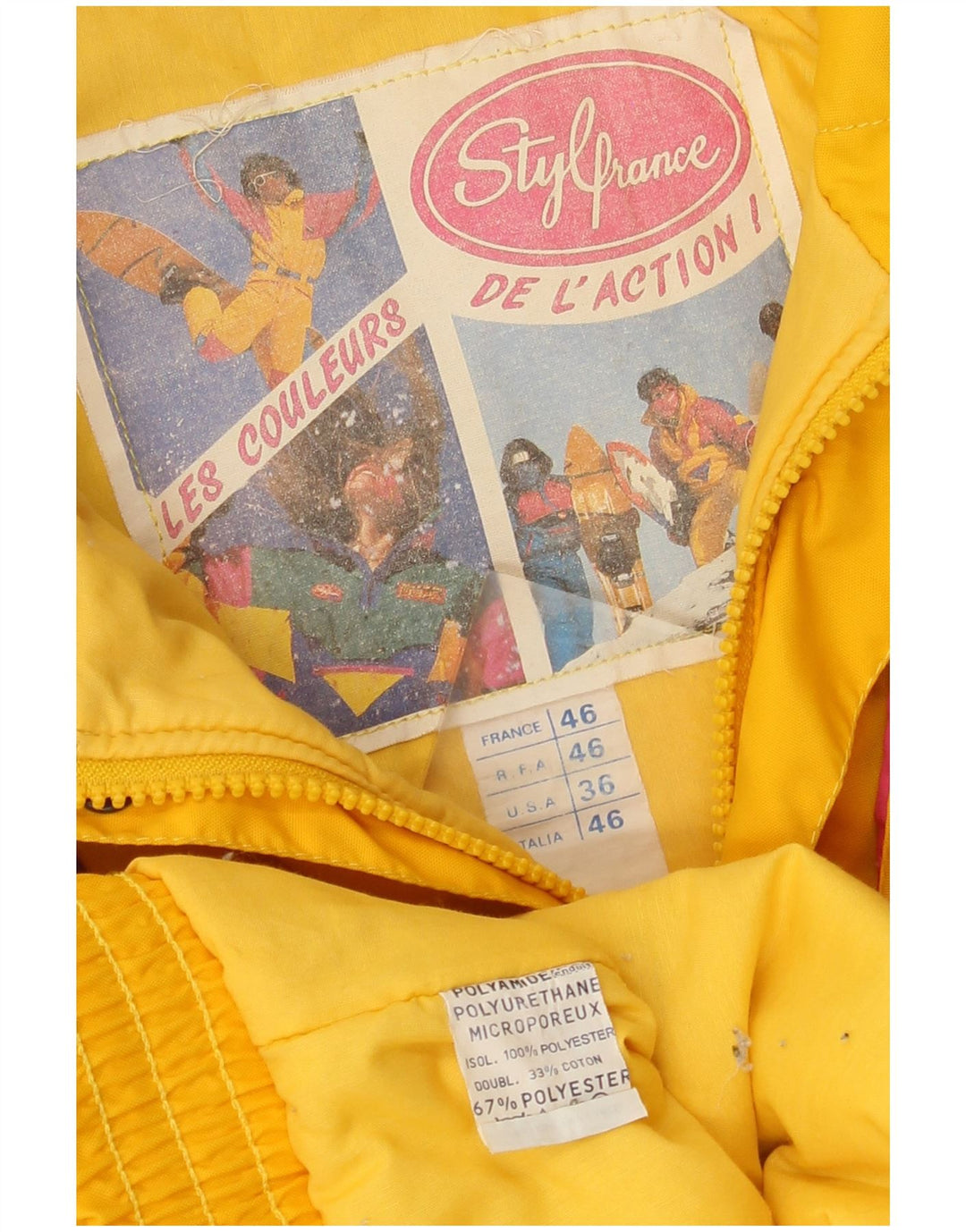 Jachetă de schi vintage pentru bărbați IT 46, mică, multicoloră, din poliamidă