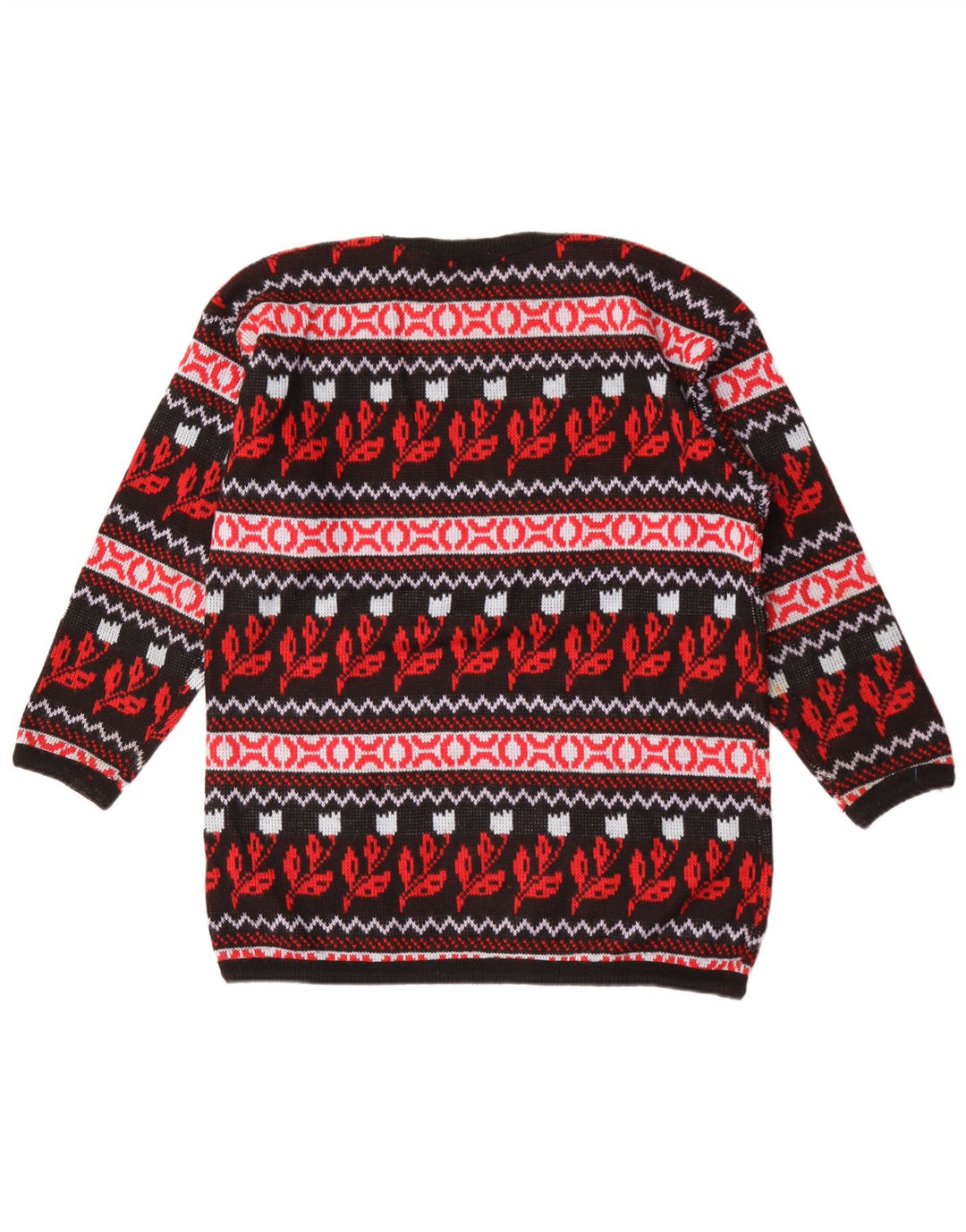 Pulover vintage pentru bărbați cu decolteu rotund, mediu multicolor, acrilic floral