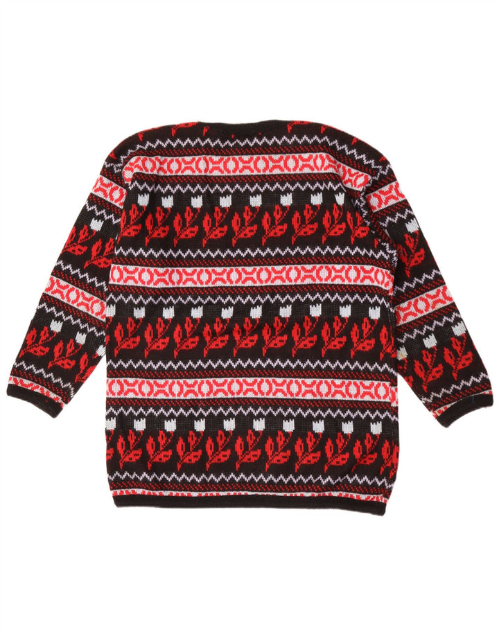Pulover vintage pentru bărbați cu decolteu rotund, mediu multicolor, acrilic floral