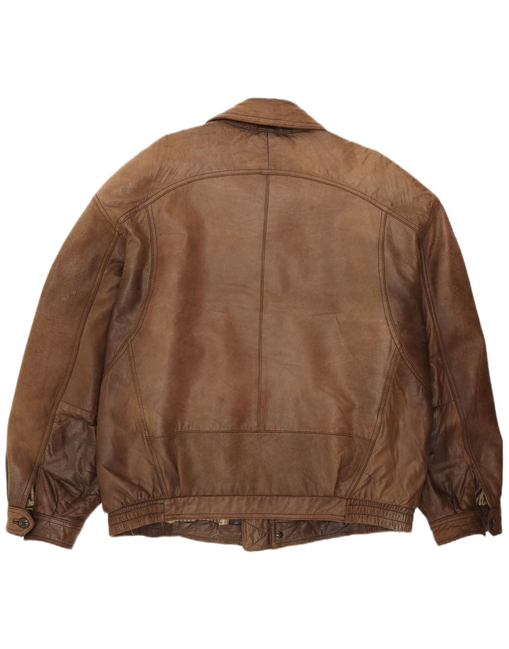 Geacă din piele vintage pentru bărbați IT 54 2XL maro din piele retro