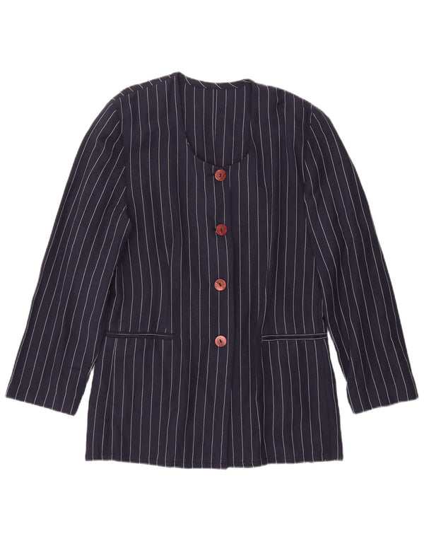 Jachetă vintage pentru femei cu 4 nasturi IT 44 Medium bleumarin cu dungi
