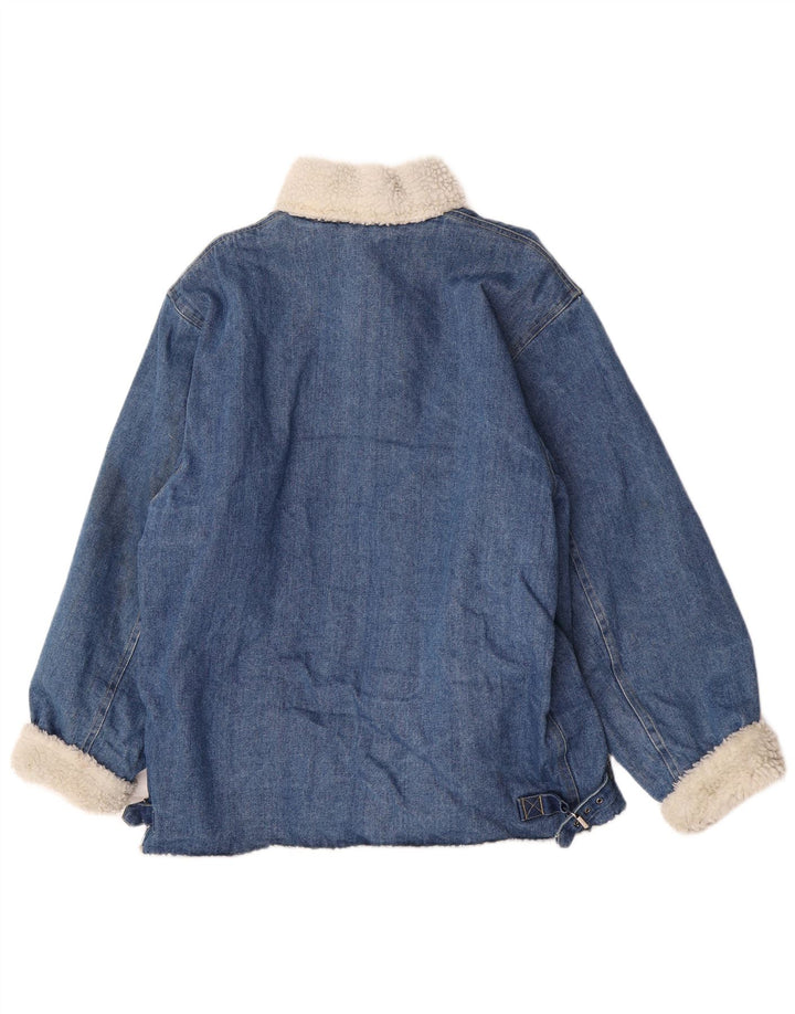 Jachetă de blugi Sherpa pentru bărbați vintage UK 38, bumbac albastru mediu