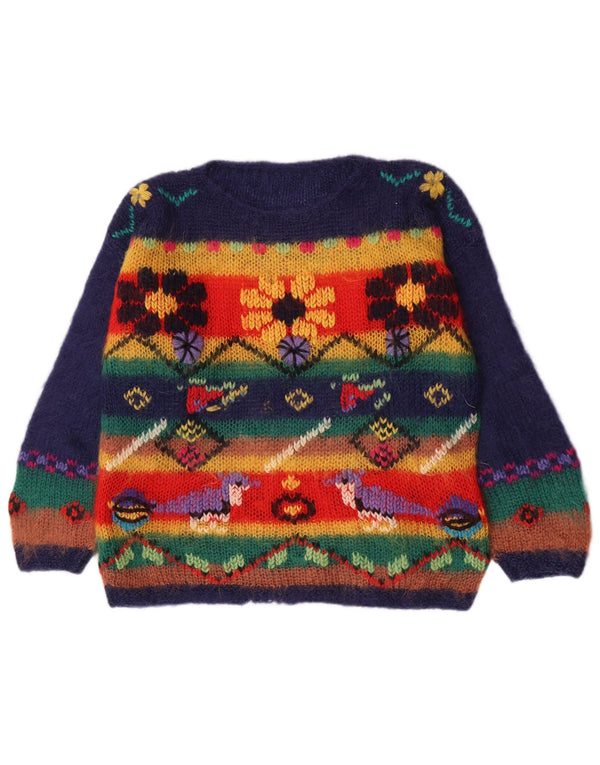 Pulover vintage pentru femei cu gât cu barca UK 16 mare, multicolore, cu dungi