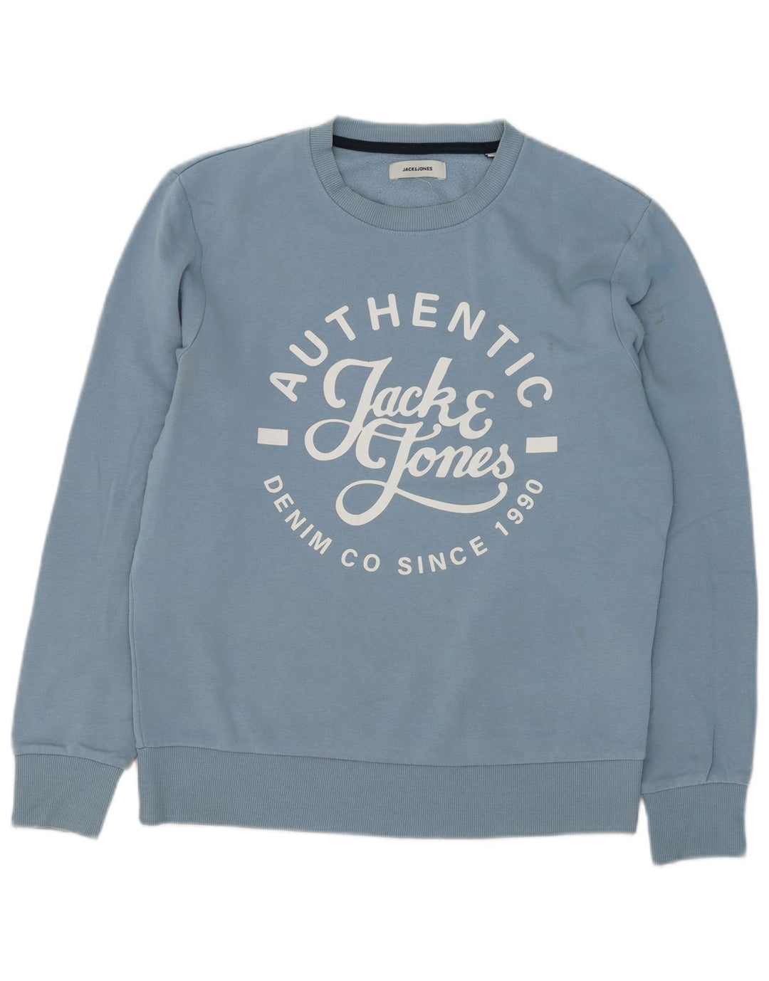 Pulover cu grafic Jack & Jones pentru bărbați, bumbac albastru mediu