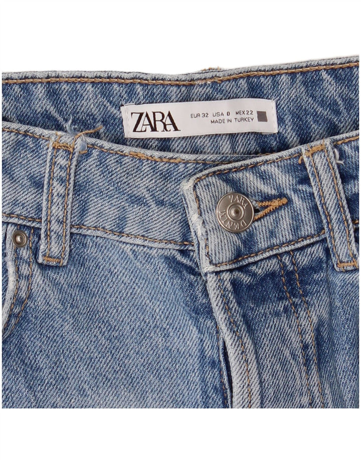 Pantaloni scurți din denim învechit pentru femei cu talie înaltă Zara EU 32 2XS W22 Albastru