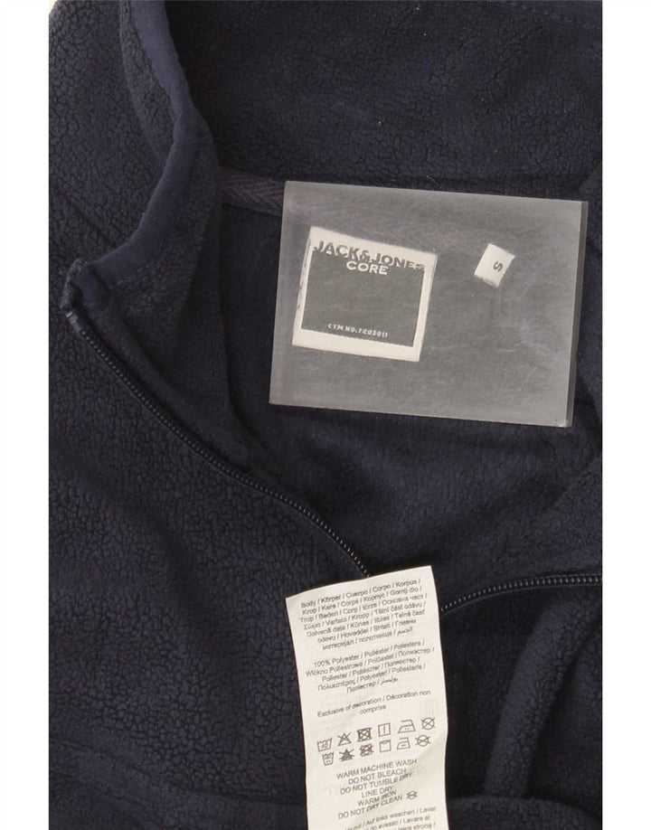 Pulover Jack & Jones pentru bărbați, cu fermoar și gât, din lână, poliester mic, albastru
