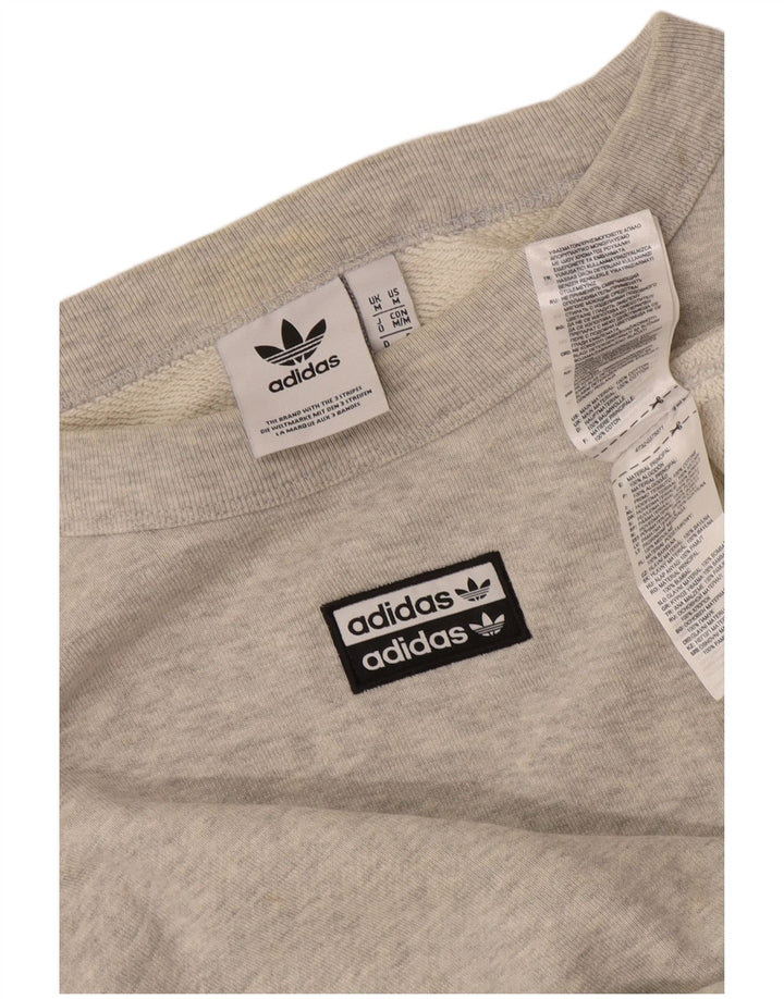 Hanorac pentru bărbați Adidas, cu tăiere lejeră, din bumbac cu pete, gri mediu