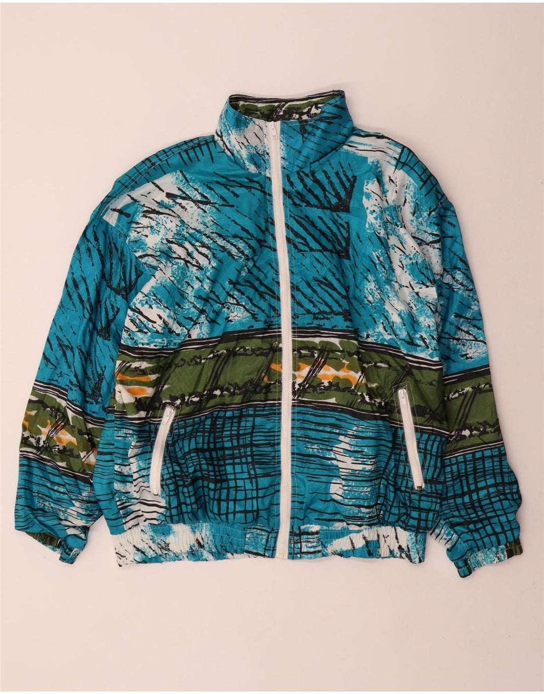 VINTAGE Jachetă de trening supradimensionată pentru femei UK 16 Large Blue