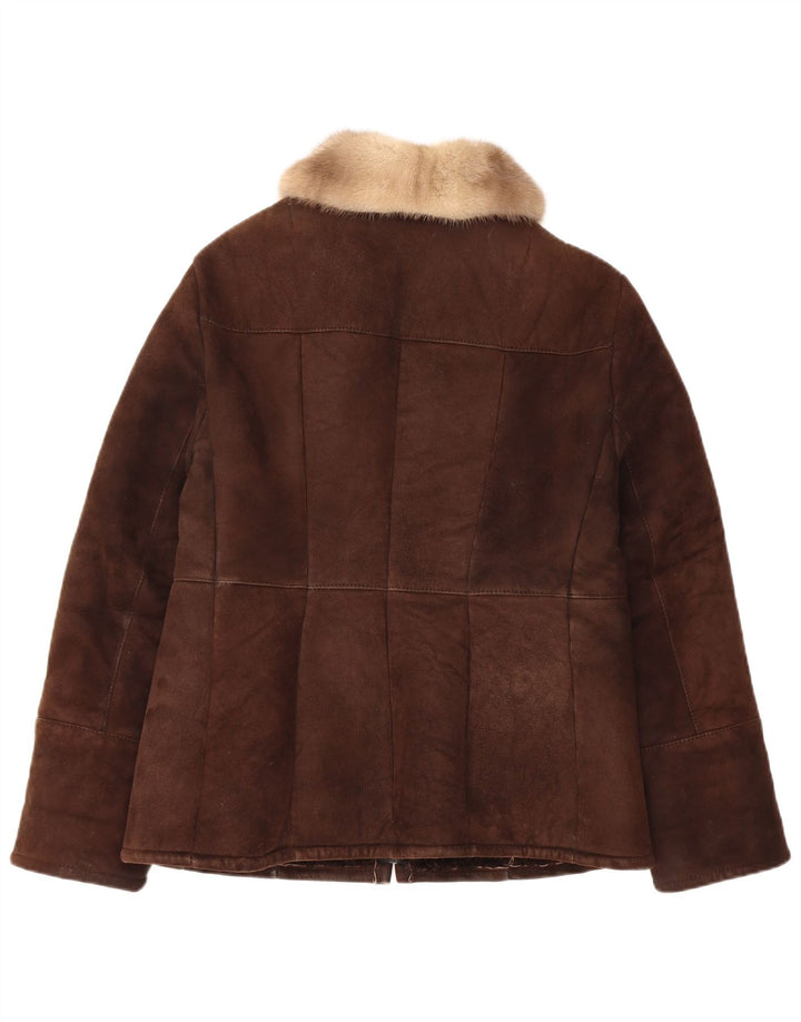 Jachetă vintage pentru femei din shearling UK 14 maro mediu