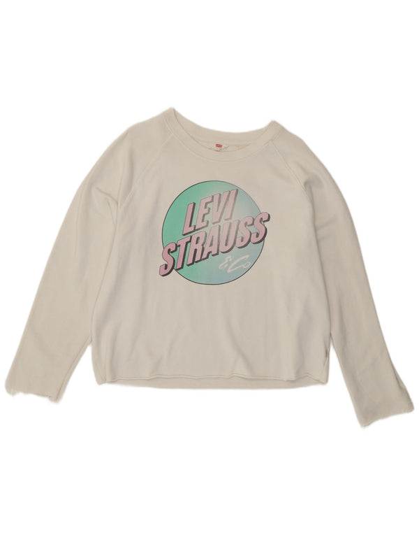 Pulover Levi's pentru damă cu grafică, UK 16, mare, alb, bumbac