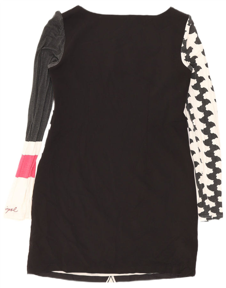 DESIGUAL Rochie de damă cu mâneci lungi cu teacă grafică EU 42, mare, neagră, florală