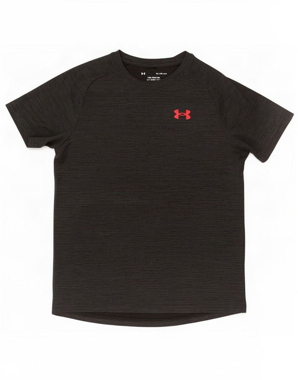 Tricou Under Armour pentru băieți Top 11-12 ani, mare, negru, cu dungi