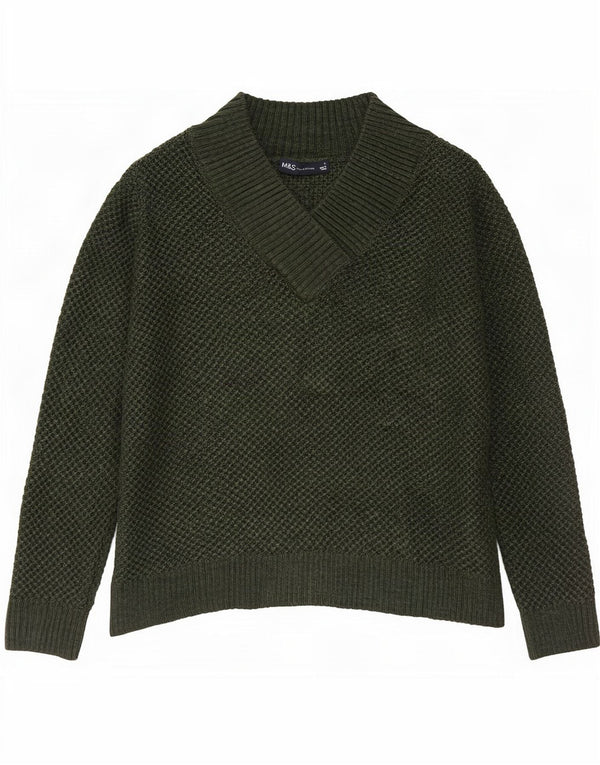 Pulover pentru bărbați Marks & Spencer, cu decolteu în V, mic, verde, acrilic