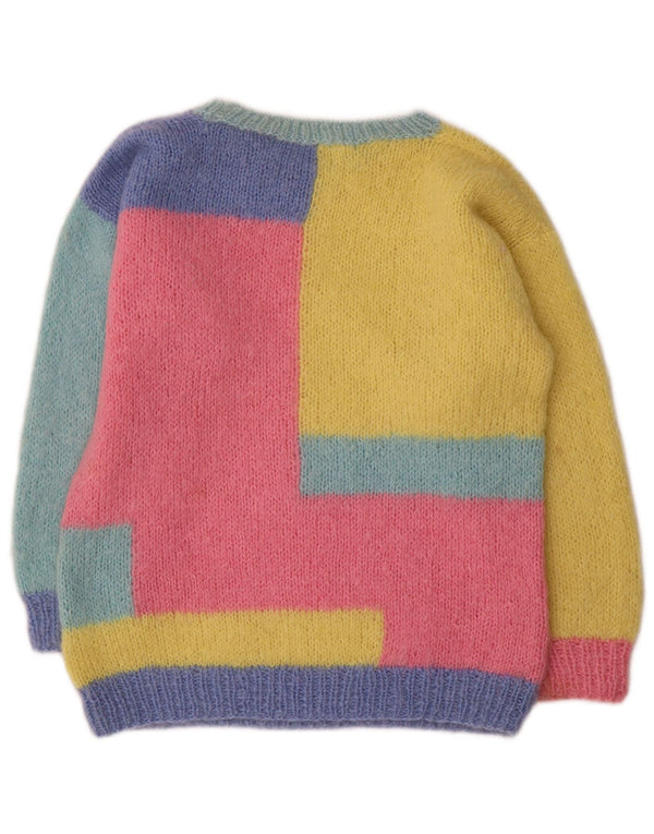 Pulover vintage pentru femei cu gât de barcă UK 16 mare multicolor