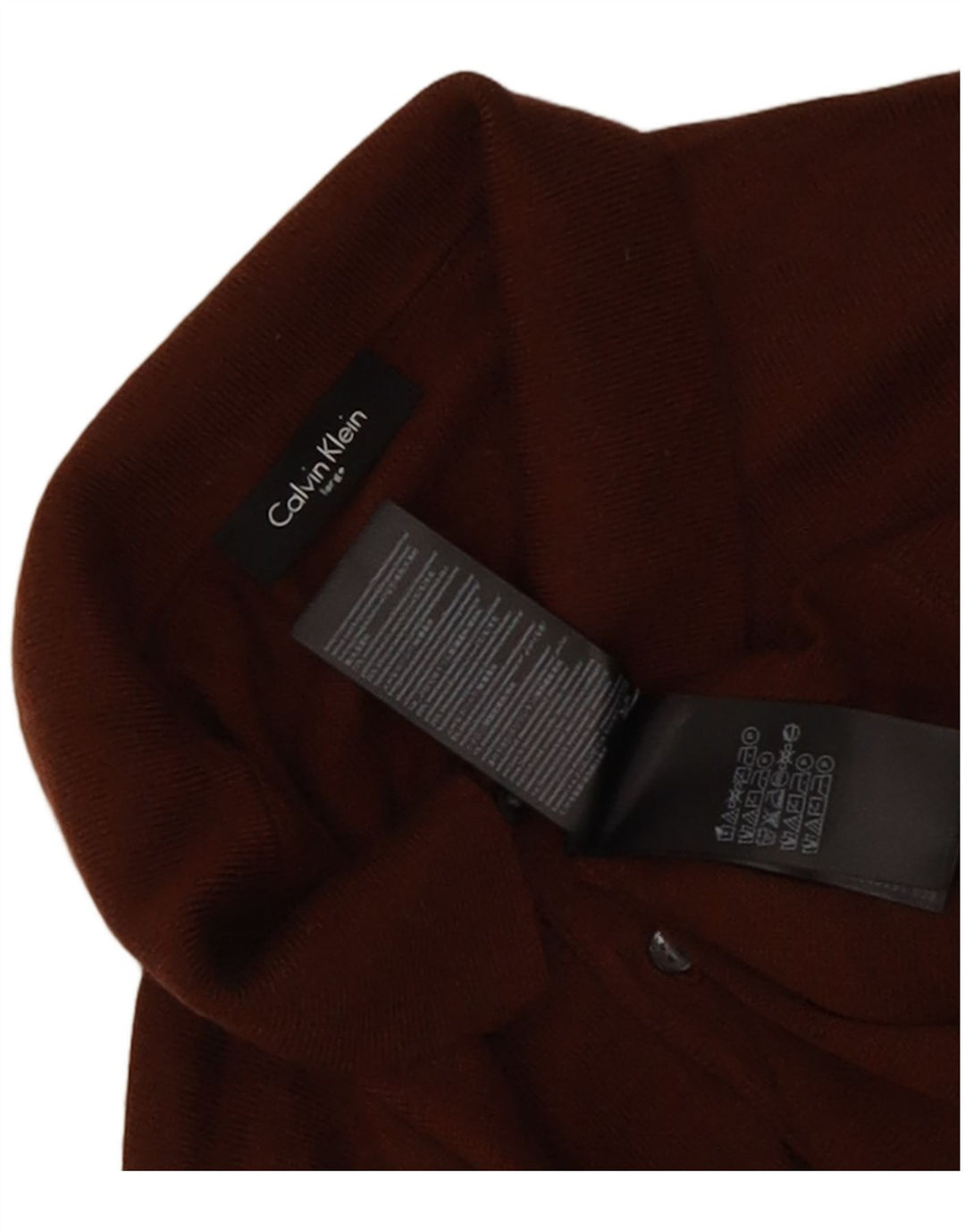 Pulover Calvin Klein pentru bărbați, cu gât polo, lână maro mare