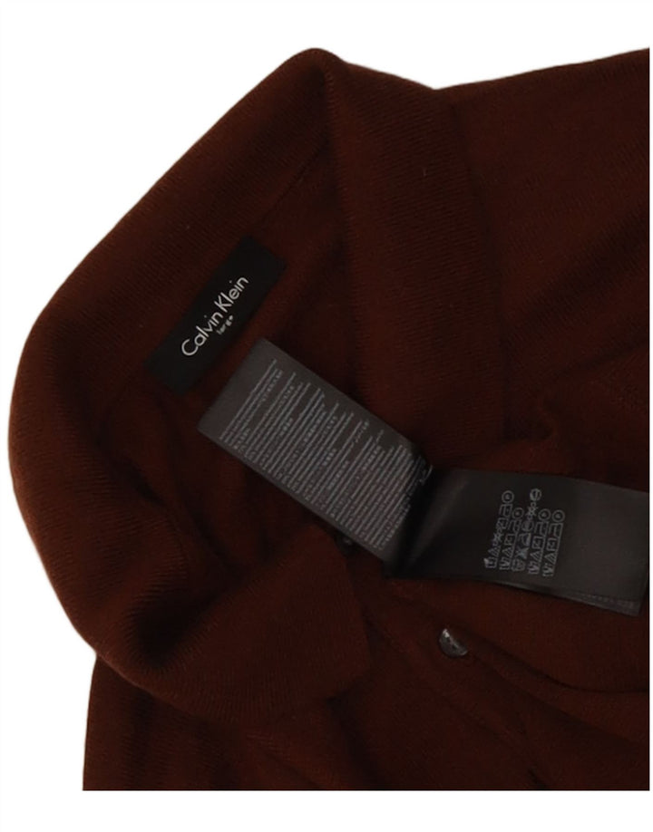 Pulover Calvin Klein pentru bărbați, cu gât polo, lână maro mare
