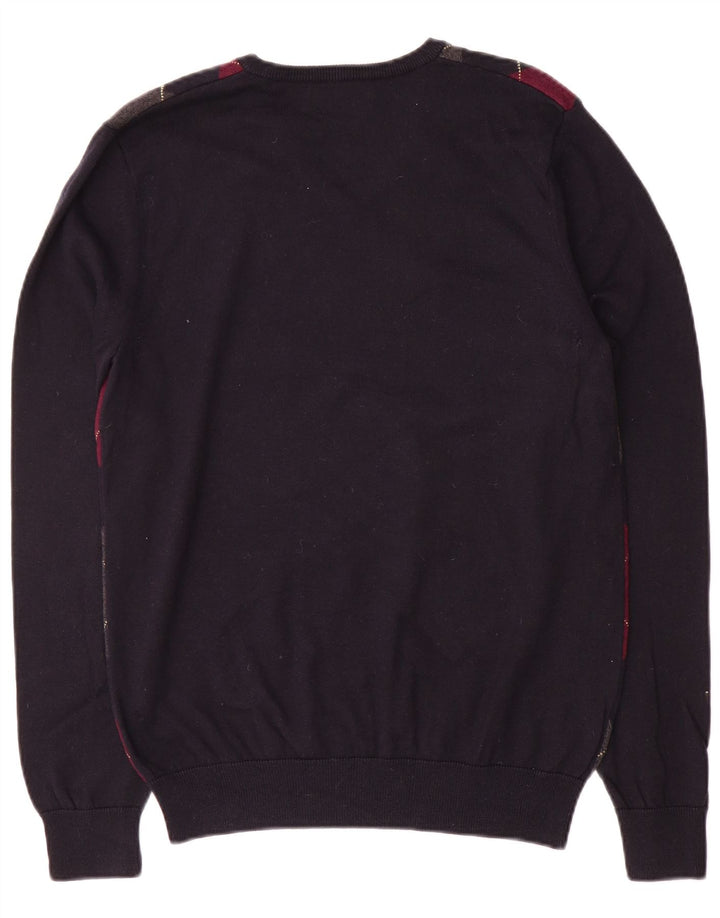 Pulover pentru bărbați Fred Perry cu decolteu în V, mijlociu, albastru marin Argyle/Diamond