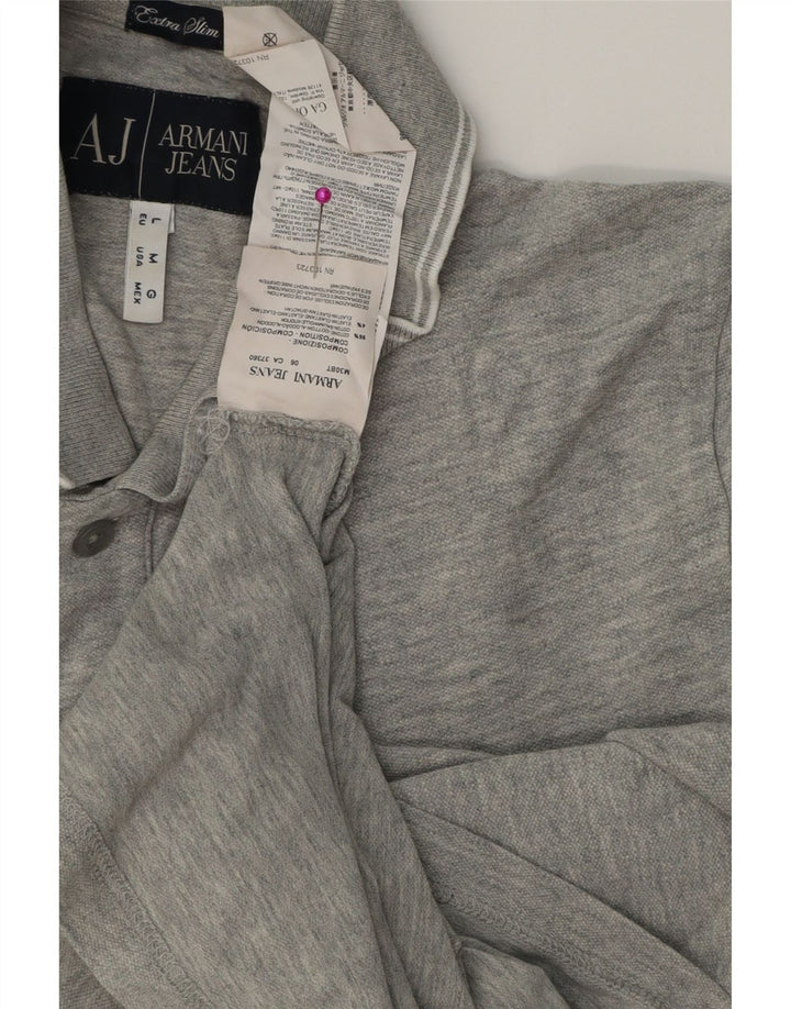 Cămașă polo pentru bărbați Armani Jeans, bumbac, gri mediu