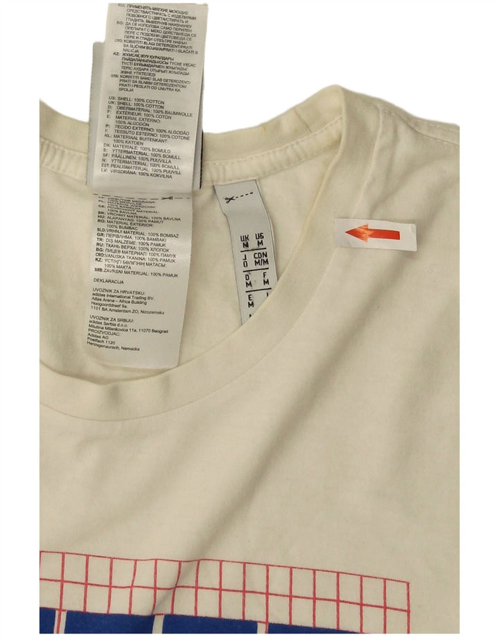 Tricou grafic pentru bărbați Adidas Top mediu din bumbac alb