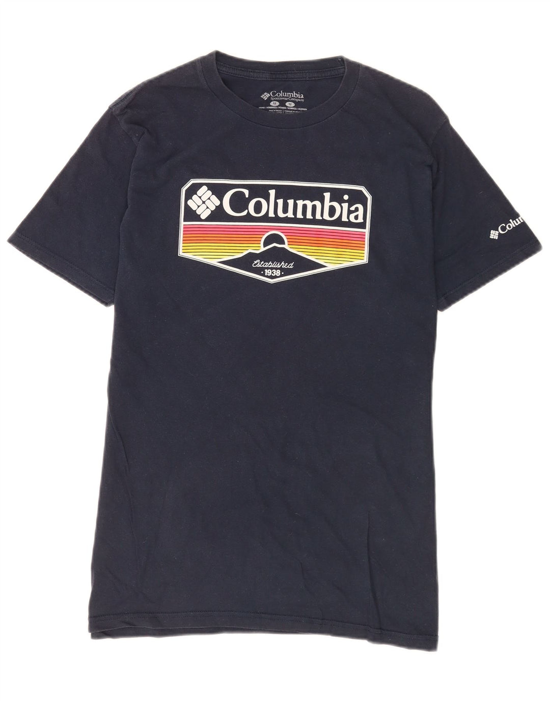 Tricou grafic Columbia pentru bărbați Top mediu din bumbac bleumarin