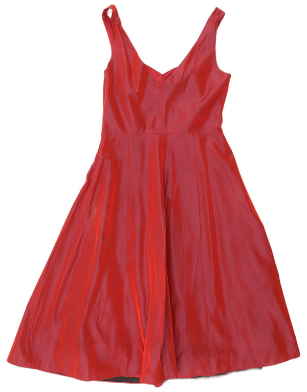Debut Womens Sleeveless A-Line Dress UK 10 Small  Burgundy Acetate