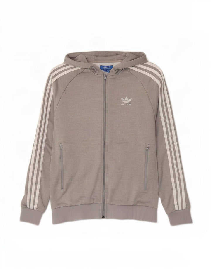 Pulover Adidas pentru bărbați, cu fermoar, poliester mic, gri